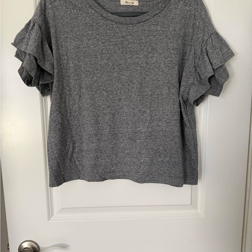 Madewell Heather Gray Ruffle Sleeve Tee